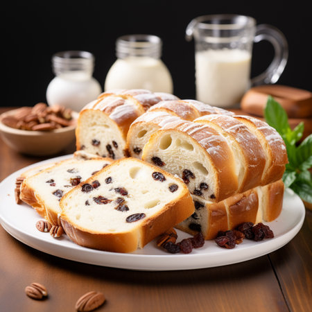 Christmas stollen in a festive setting, AI generatedの素材