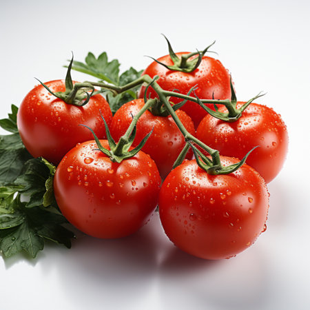 Fresh tomatoes in the field and in a greenhouse, ai generatedの素材