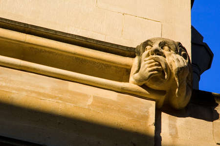 carved figure on a college wall, Oxford, UKのeditorial素材