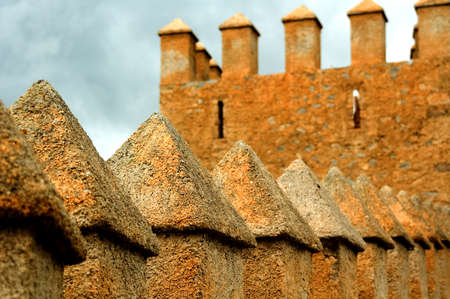 battlements along a medieval castle, Spainのeditorial素材