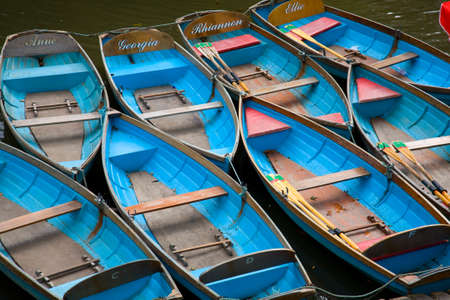 boats moored on Cherwell River, Oxford, UKのeditorial素材