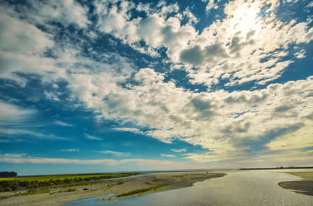A view of cloudy sky at Semakau Landfill, an island and reclaimed waste depot located about 8Km south of Singapore.のeditorial素材