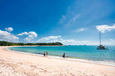 A scenic sea view and beach at St John island, the largest of the southern islands in Singapore.のeditorial素材