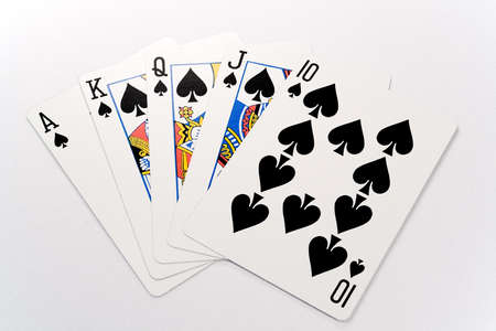 A royal flush isolated against a white background.