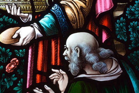 Detail of stained glass window in Islington United Churchの写真素材