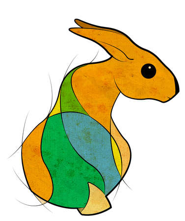 The image of the hare on the white backgroundの写真素材