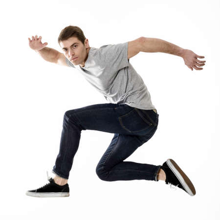 Speedy man jumping relaxed