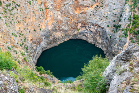Red Lake near the city of Imotski, Croatiaの写真素材