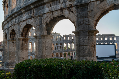 Pula Arena is a Roman amphitheatre located in Pula, Croatia. This photo is taken in July, 2023の写真素材