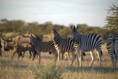 Zebras in Chobe National Park, Botswana, Africaの写真素材