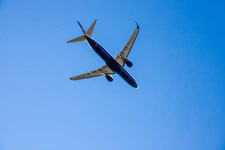 Airplane fly in blue scky