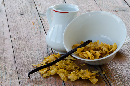 Breakfast with cereals flavored with vanillaの写真素材