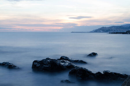 A view of Imperia at sunsetの写真素材