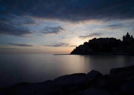 A view of Imperia at sunsetの写真素材