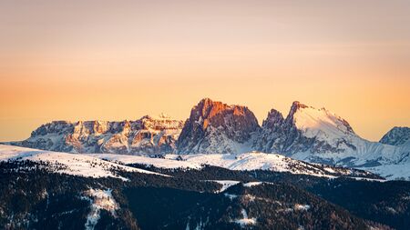 Rocky mountain with a beautiful sunset