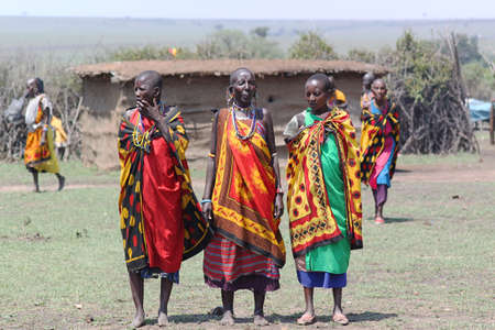 The Masai women welcome song - Safari Kenya のeditorial素材