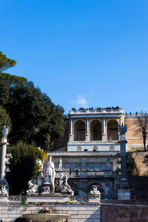 Pincian Hill from Piazza del Popolo - Romeの写真素材
