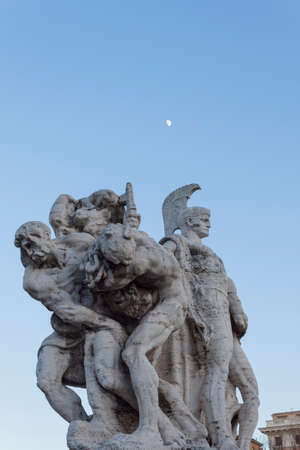 Sculptural Group on Ponte Vittorio Emanuele II Bridge - Romeの写真素材