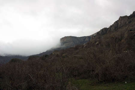 At temperature fall in mountains there is a fog. The picture is made in Crimea. Europe.の写真素材