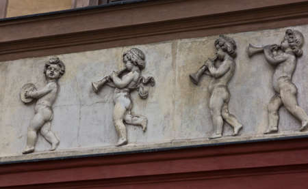 This bas-relief adorns one of the historic buildings in Warsaw.の写真素材