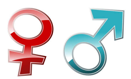 Vector glossy illustration of male and female symbolsのイラスト素材