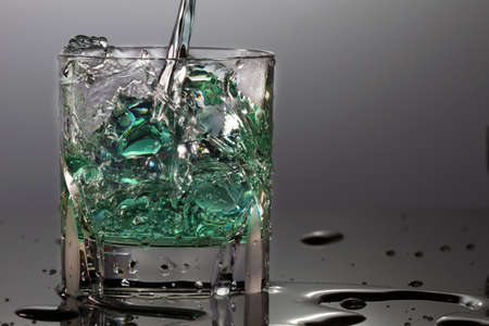 A crystal glass from above with mintの写真素材