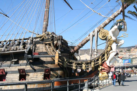 Genoa, Italy. July 6, 2014. Galeon Neptune used in the movie Pirates of Roman Polanskiのeditorial素材
