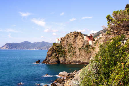 Beautiful colorful cityscape on the mountains over Mediterranean sea, Europe, Cinque Terre,...