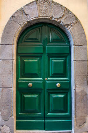 Green old doorの写真素材