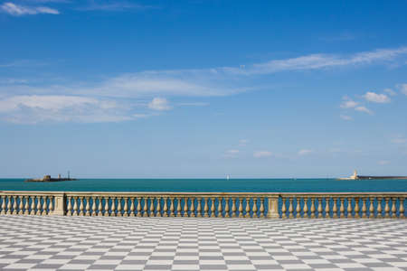 Sea landscape from Terrazza Mascagni, Livorno, Tuscanyの写真素材