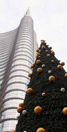 Christmas tree in Milan, Italyの写真素材