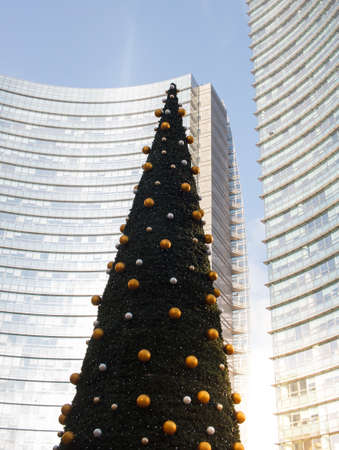 Christmas tree in Milan, Italyの写真素材