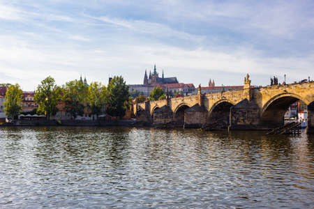 Beautiful view of Charles Bridge in Pragueの写真素材