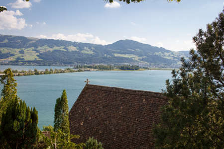 lView of a relaxing anf peaceful lake in Switzerlandの写真素材