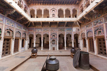 Frescos in a Haveli in Dundlod, Shekhawati, India