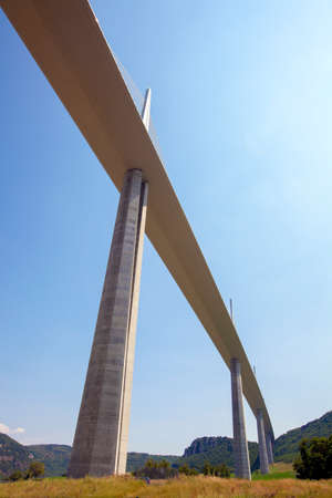 Millau Viaduct, the tallest cable-stayed bridge over the Tarn valley in France.のeditorial素材