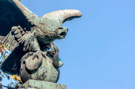 Statue of eagle eating a snake, symbol of the city of Mexicoの写真素材
