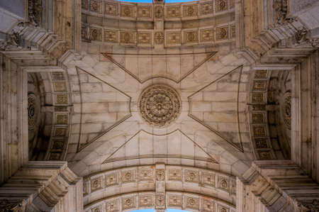 View of the inner roof of the Triumphal Arch, Located between Augusta streets and the Commerce Square in Lisbon, the capital city of Portugalのeditorial素材