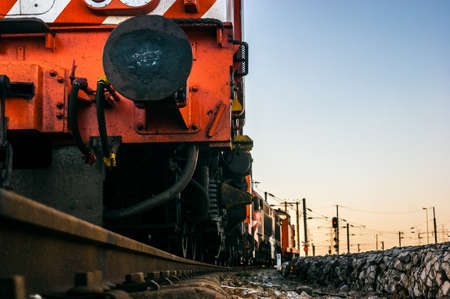 Network Detail of an electric locomotive of a freight train Portugueseの写真素材