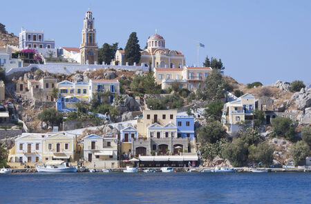 Traditional houses in the town of Symi near Rhodes, Greece