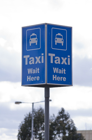 Taxi blue rank signの写真素材