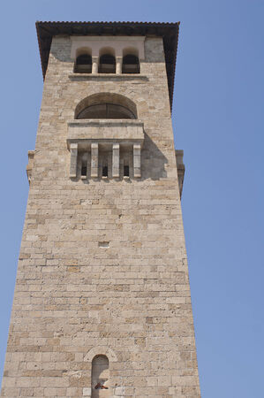 View of the tower of the Evangelismos Church in the island of Rhodes, Greece の写真素材