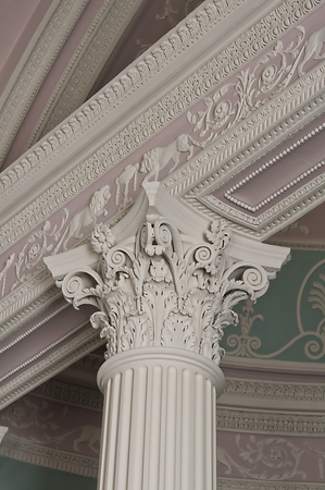Detail of a corinthian column capital in the library, Kenwood House, Englandの写真素材
