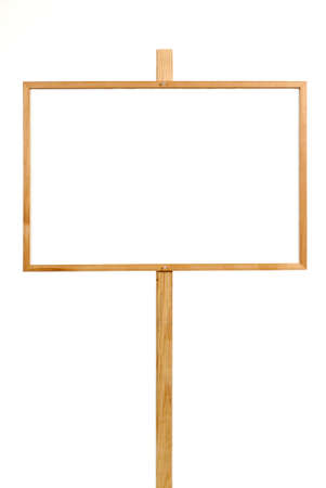 Blank advertisement board or billboard with wood frame isolated on a white background.  Space for copy.の写真素材