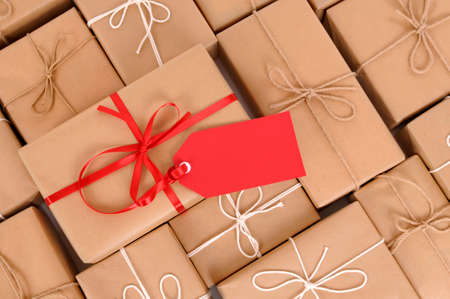 Parcels with red gift tagの写真素材