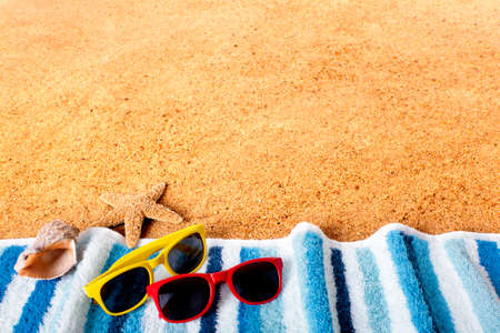 Summer beach background border copy spaceの写真素材