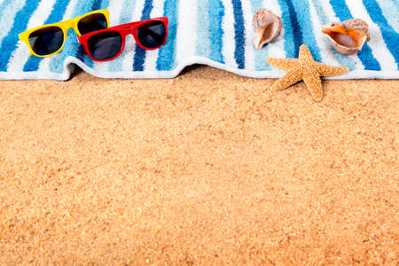 Summer beach background border copy spaceの写真素材