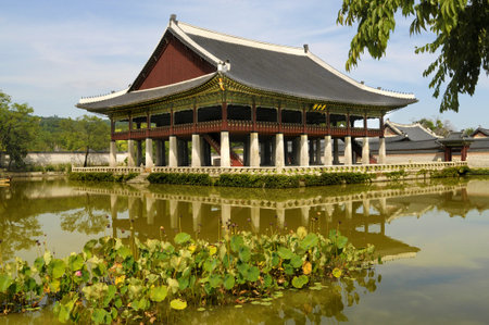 Main Pavillion at Gyeongbok Palace in Seoul, South Koreaのeditorial素材