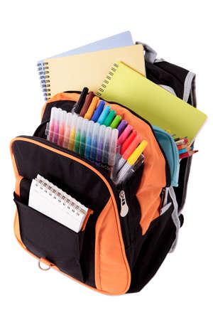 School bag with books and equipment