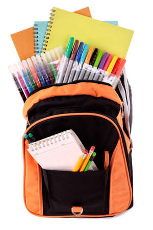 School bag with student suppliesの写真素材